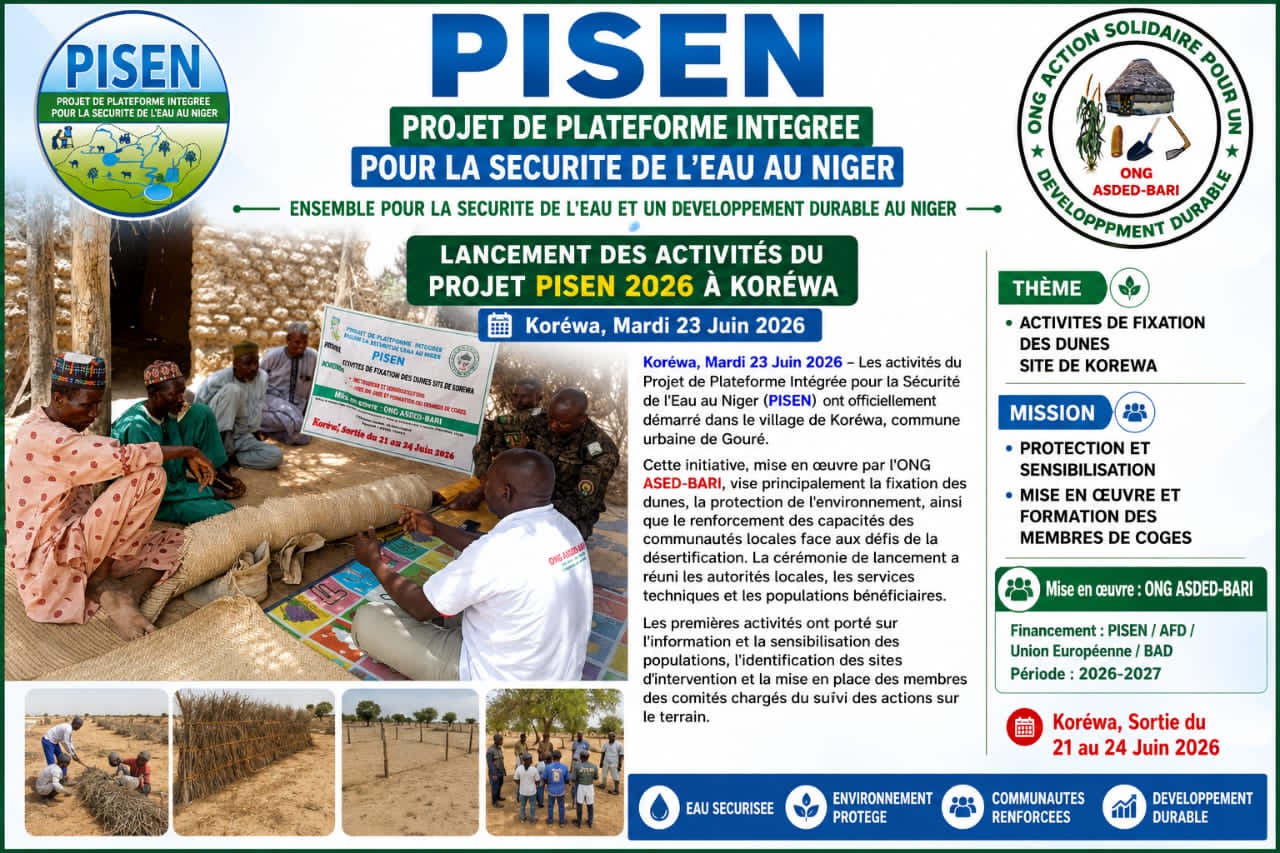 Affiche officielle du lancement des activités du Projet PISEN 2026 à Koréwa